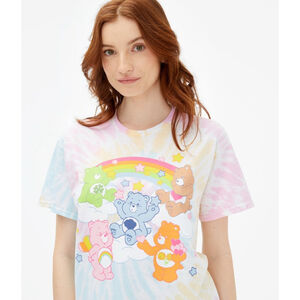 Women's Care Bears Tie-Dye Short Sleeve Tee XS Pink Blues